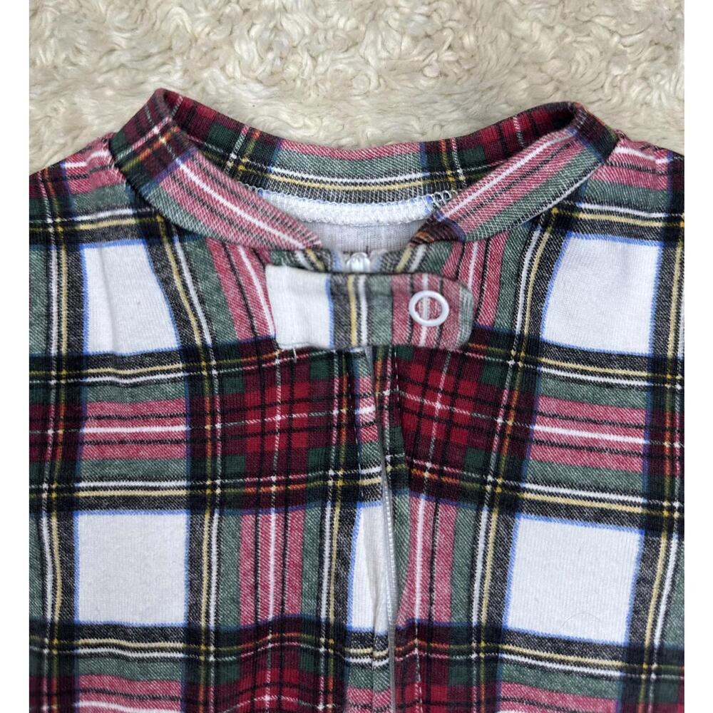 Pottery Barn Kids plaid tartan long sleeve one-piece footless romper Size 12-18M - Picture 2 of 6
